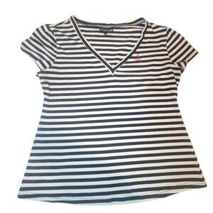 Sourpuss Nautical Striped V-Neck Tee XXXL Black White Red Anchor Retro Rockabill